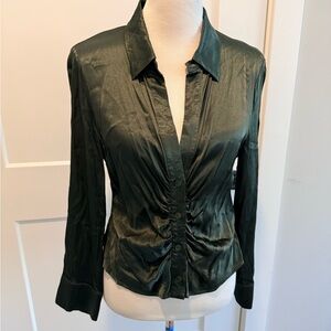 Zara Dark Green Satin Blouse